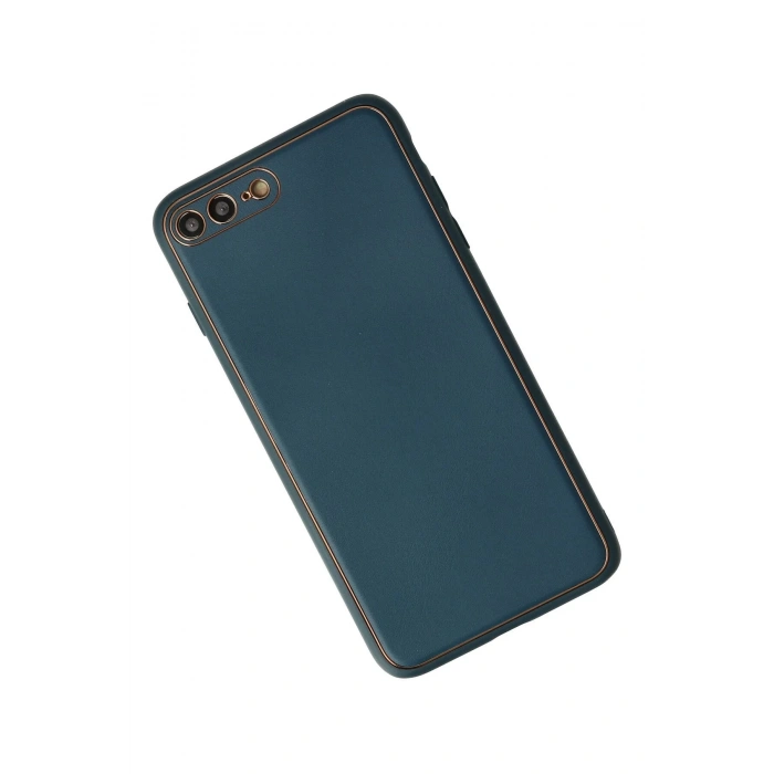 Newface iPhone 7 Plus Kılıf Coco Deri Silikon Kapak - Mavi