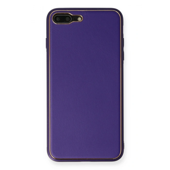 Newface iPhone 7 Plus Kılıf Coco Deri Silikon Kapak - Mor