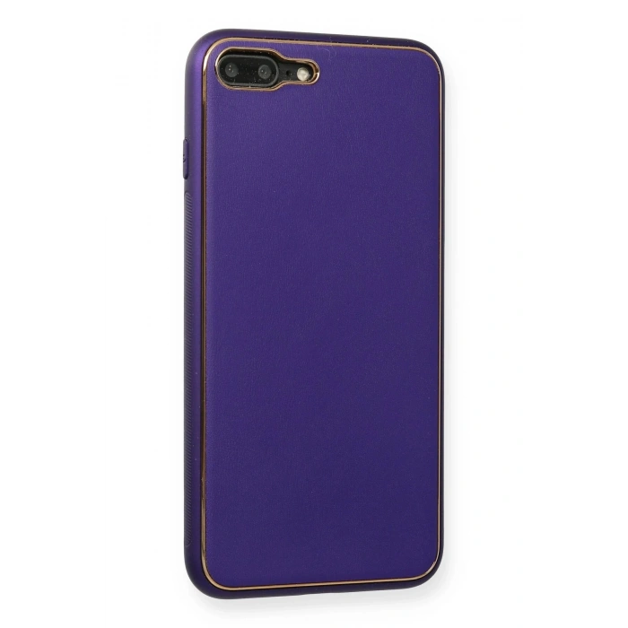 Newface iPhone 7 Plus Kılıf Coco Deri Silikon Kapak - Mor