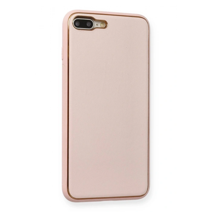 Newface iPhone 7 Plus Kılıf Coco Deri Silikon Kapak - Pembe