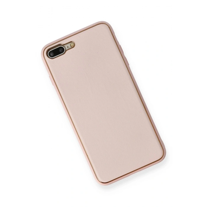 Newface iPhone 7 Plus Kılıf Coco Deri Silikon Kapak - Pembe