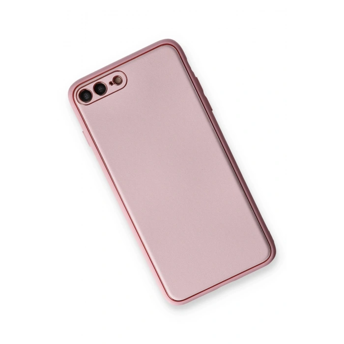Newface iPhone 7 Plus Kılıf Coco Deri Silikon Kapak - Pudra