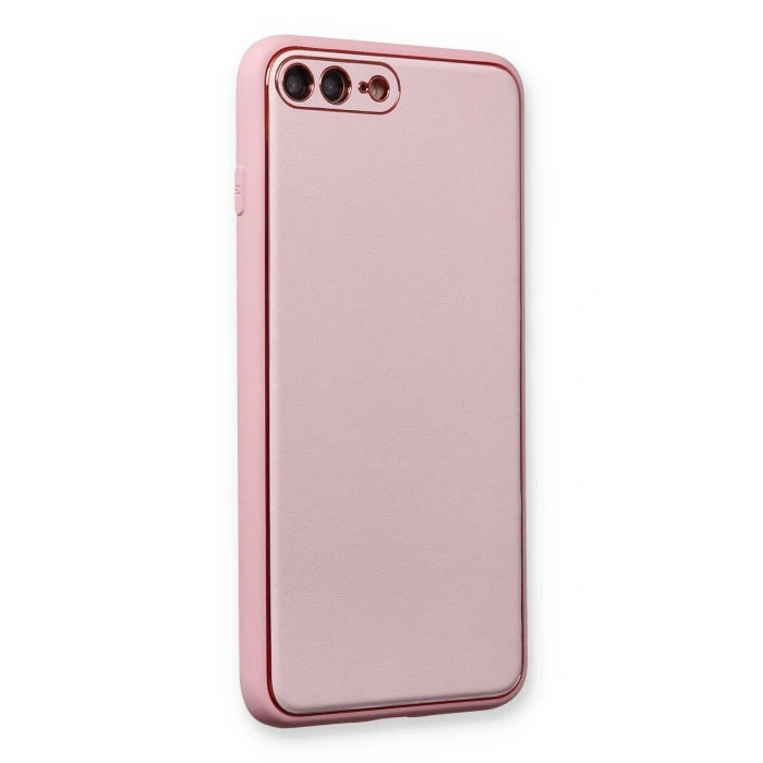 Newface iPhone 7 Plus Kılıf Coco Deri Silikon Kapak - Pudra