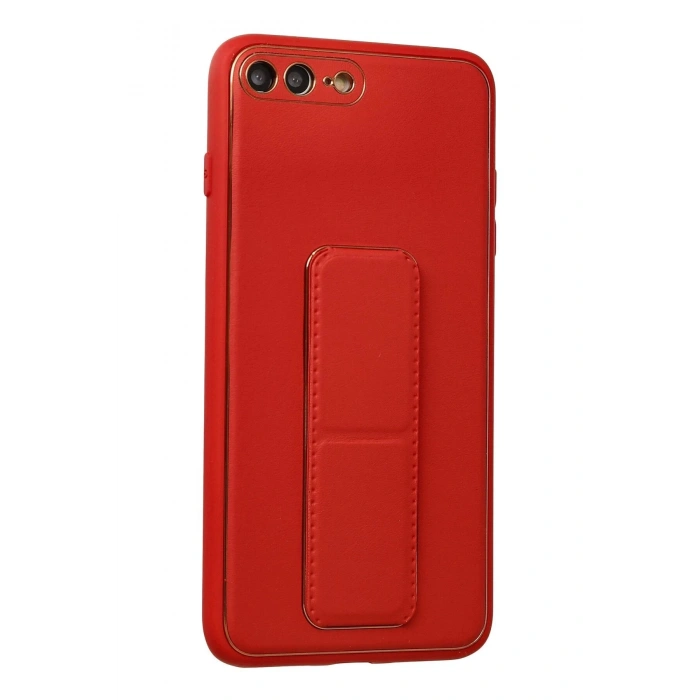 Newface iPhone 7 Plus Kılıf Coco Deri Standlı Kapak - Kırmızı