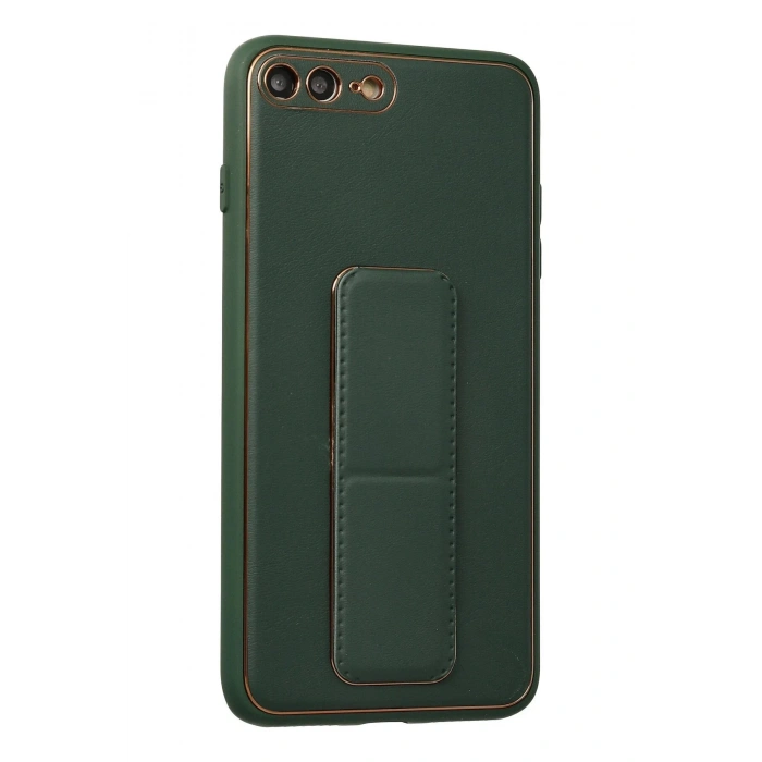 Newface iPhone 7 Plus Kılıf Coco Deri Standlı Kapak - Yeşil
