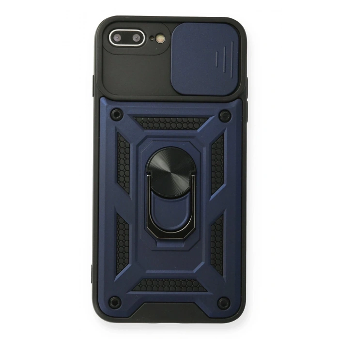 Newface iPhone 7 Plus Kılıf Pars Lens Yüzüklü Silikon - Lacivert