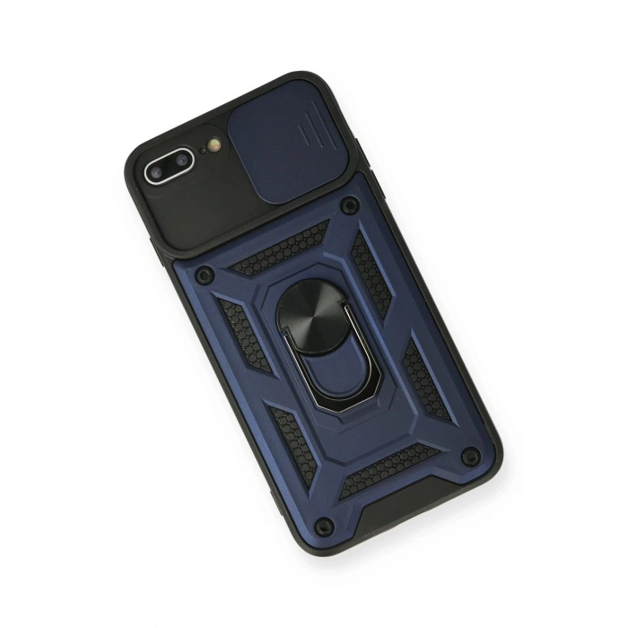 Newface iPhone 7 Plus Kılıf Pars Lens Yüzüklü Silikon - Lacivert