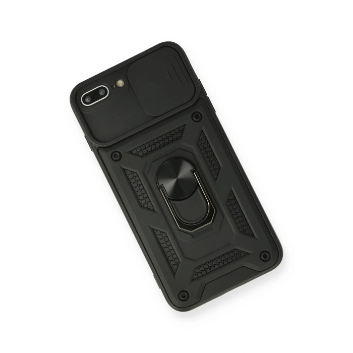 Newface iPhone 7 Plus Kılıf Pars Lens Yüzüklü Silikon - Siyah