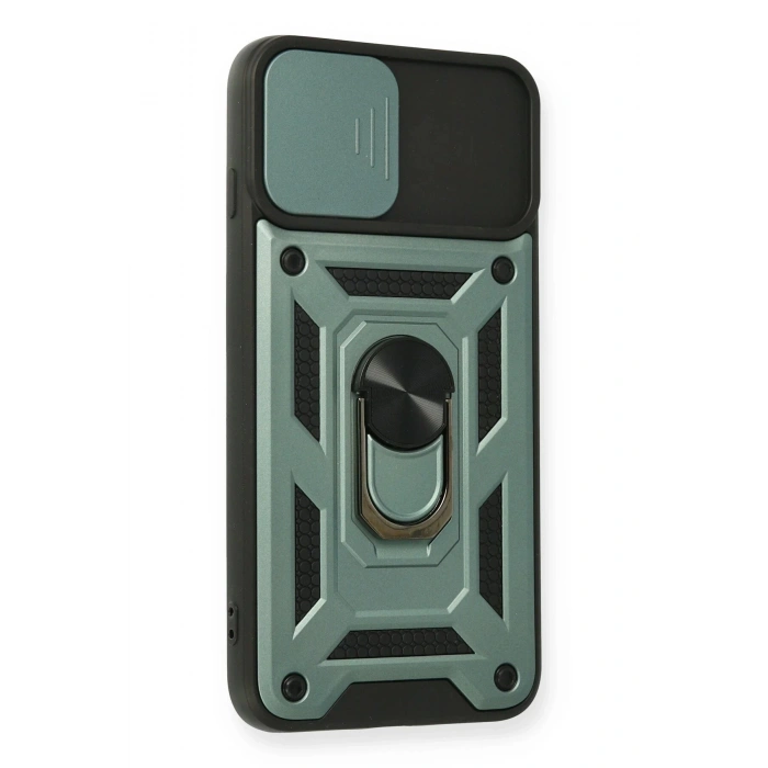 Newface iPhone 7 Plus Kılıf Pars Lens Yüzüklü Silikon - Yeşil