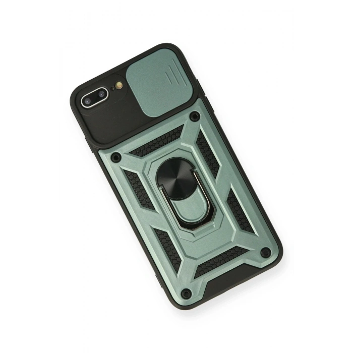 Newface iPhone 7 Plus Kılıf Pars Lens Yüzüklü Silikon - Yeşil