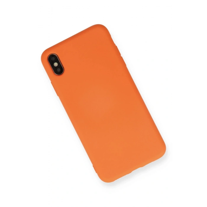 Newface iPhone X Kılıf Nano içi Kadife Silikon - Turuncu