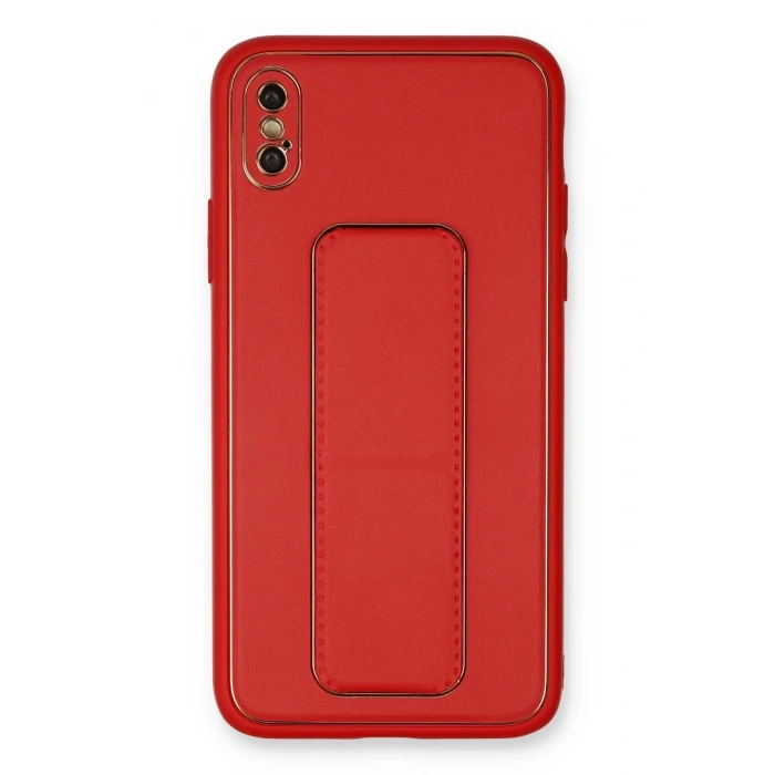 Newface iPhone XS Max Kılıf Coco Deri Standlı Kapak - Kırmızı