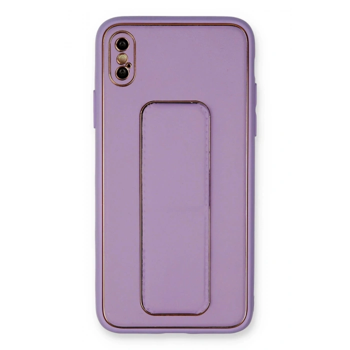 Newface iPhone XS Max Kılıf Coco Deri Standlı Kapak - Koyu Lila