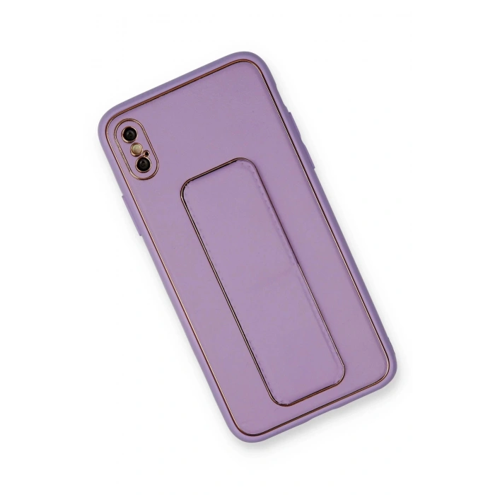Newface iPhone XS Max Kılıf Coco Deri Standlı Kapak - Koyu Lila
