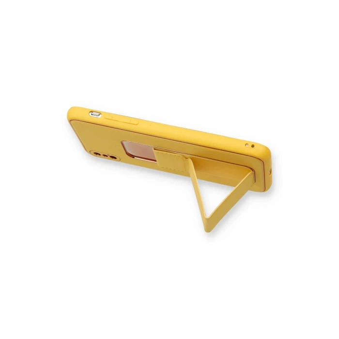 Newface iPhone XS Max Kılıf Coco Deri Standlı Kapak - Sarı