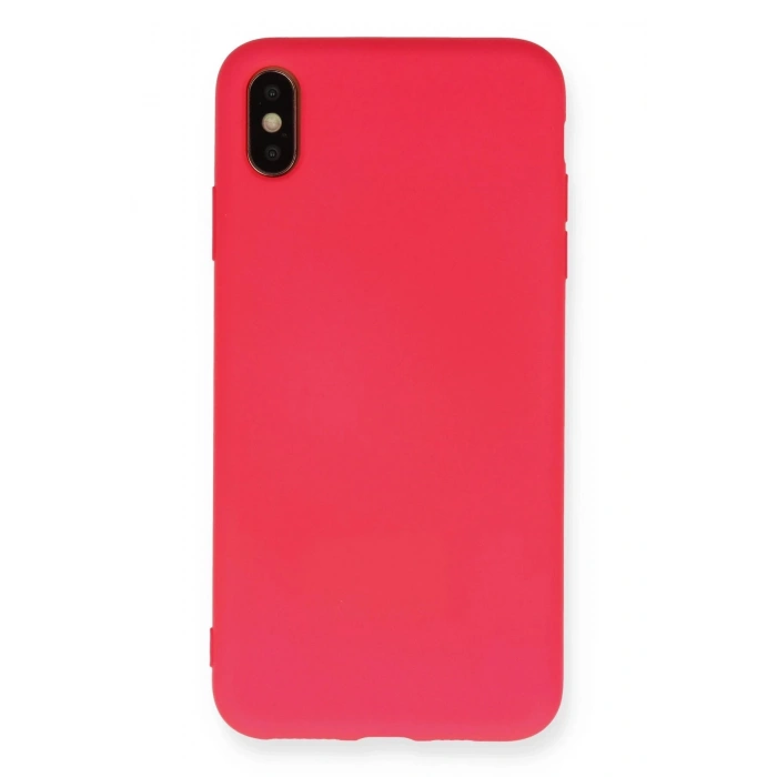 Newface iPhone XS Max Kılıf Nano içi Kadife Silikon - Koyu Pembe