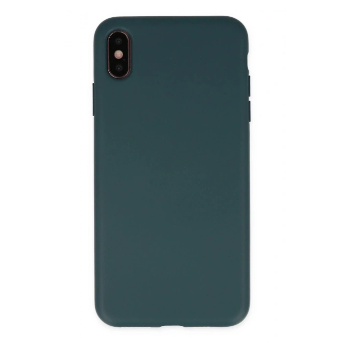 Newface iPhone XS Max Kılıf Nano içi Kadife Silikon - Koyu Yeşil