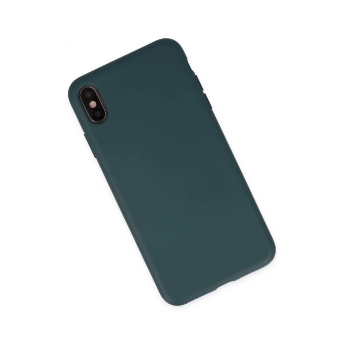 Newface iPhone XS Max Kılıf Nano içi Kadife Silikon - Koyu Yeşil
