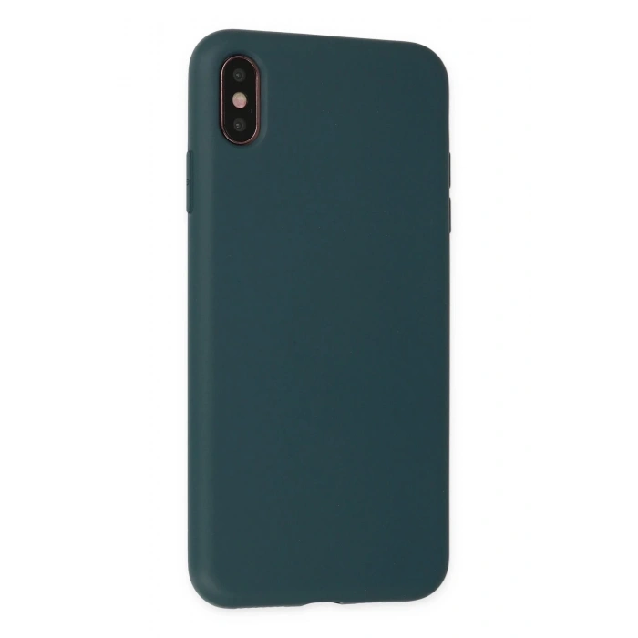 Newface iPhone XS Max Kılıf Nano içi Kadife Silikon - Koyu Yeşil