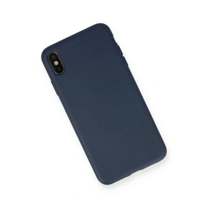 Newface iPhone XS Max Kılıf Nano içi Kadife Silikon - Lacivert