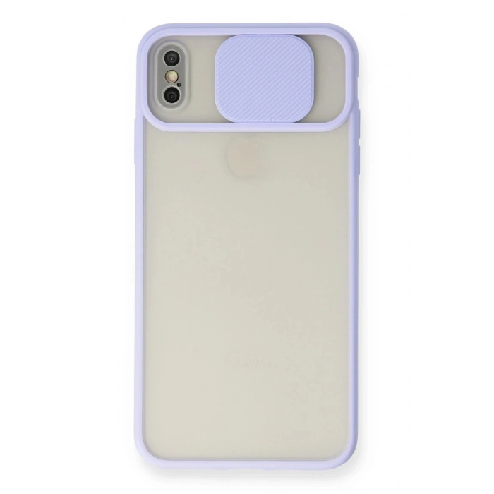 Newface iPhone XS Max Kılıf Palm Buzlu Kamera Sürgülü Silikon - Lila