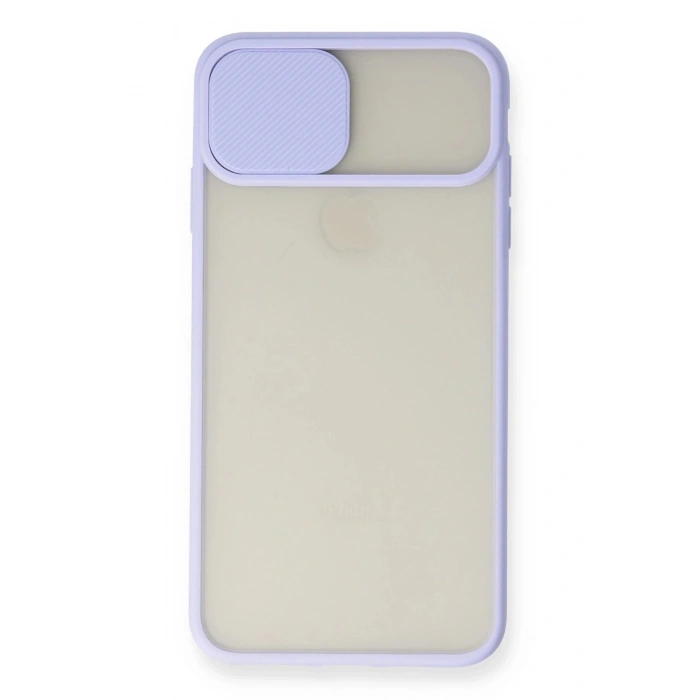 Newface iPhone XS Max Kılıf Palm Buzlu Kamera Sürgülü Silikon - Lila