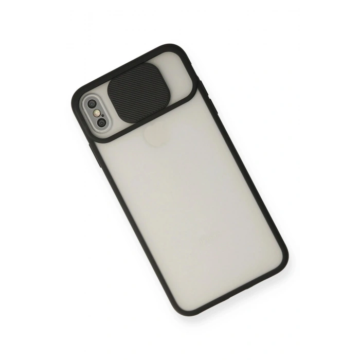 Newface iPhone XS Max Kılıf Palm Buzlu Kamera Sürgülü Silikon - Siyah