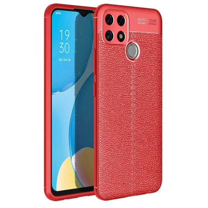 Newface Oppo A15 Kılıf Auto Focus Kapak - Kırmızı