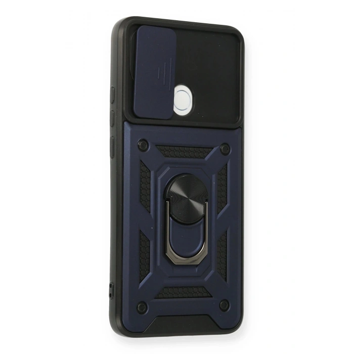 Newface Oppo A15 Kılıf Pars Lens Yüzüklü Silikon - Lacivert