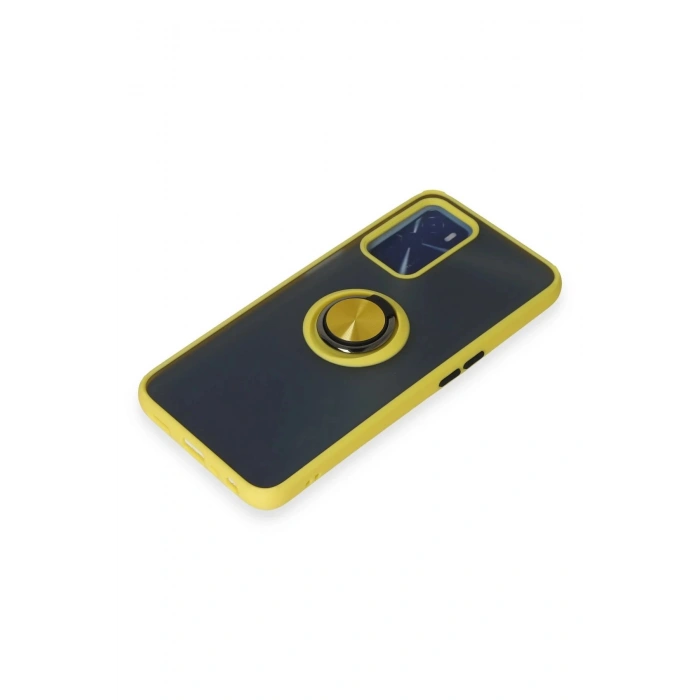 Newface Oppo A16 Kılıf Montreal Yüzüklü Silikon Kapak - Sarı