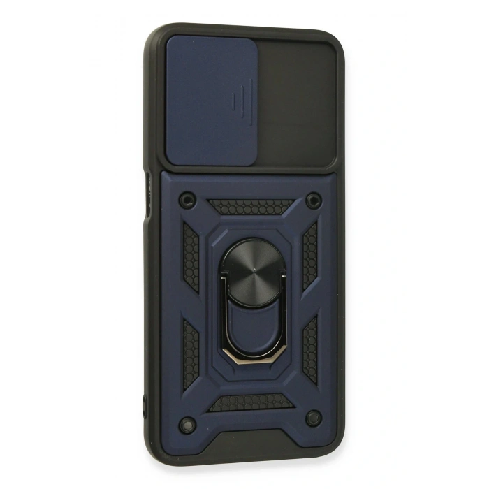 Newface Oppo A16 Kılıf Pars Lens Yüzüklü Silikon - Lacivert