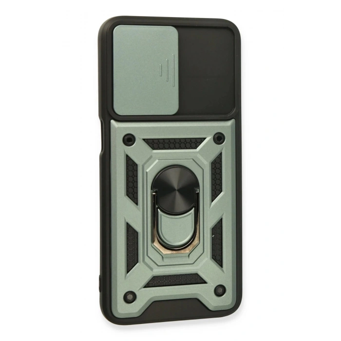 Newface Oppo A16 Kılıf Pars Lens Yüzüklü Silikon - Yeşil