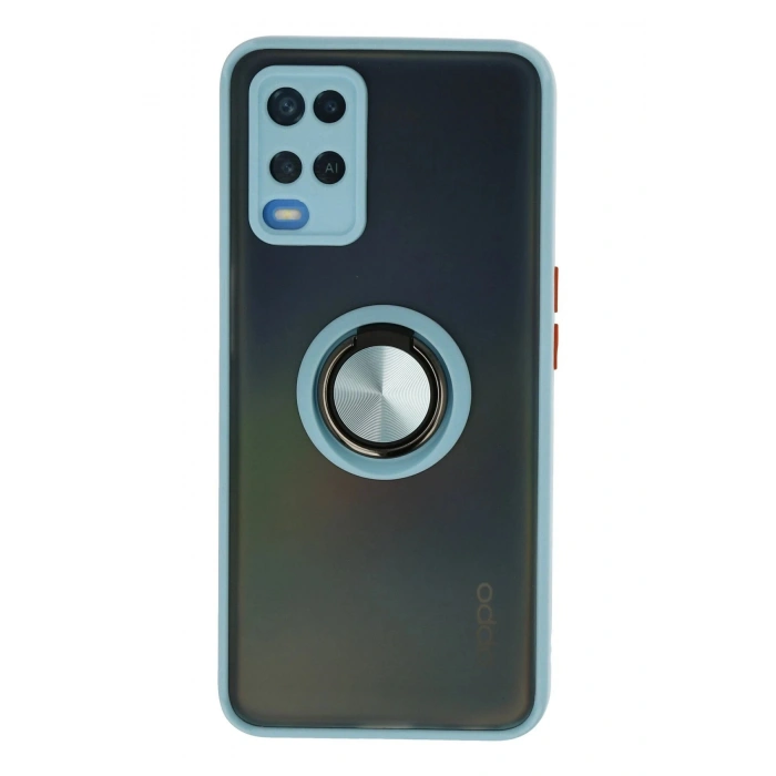 Newface Oppo A54 4G Kılıf Montreal Yüzüklü Silikon Kapak - Buz Mavi