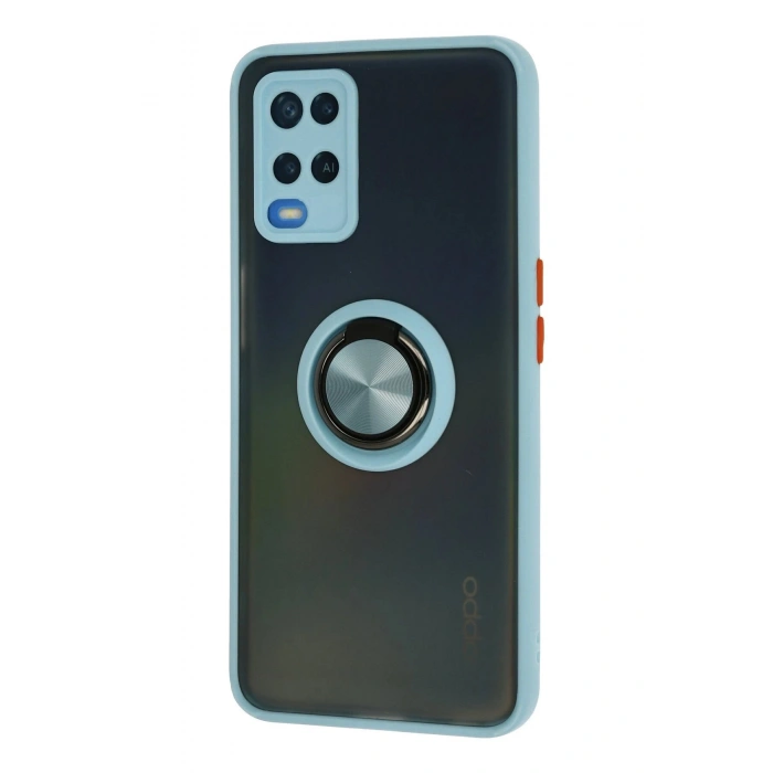 Newface Oppo A54 4G Kılıf Montreal Yüzüklü Silikon Kapak - Buz Mavi