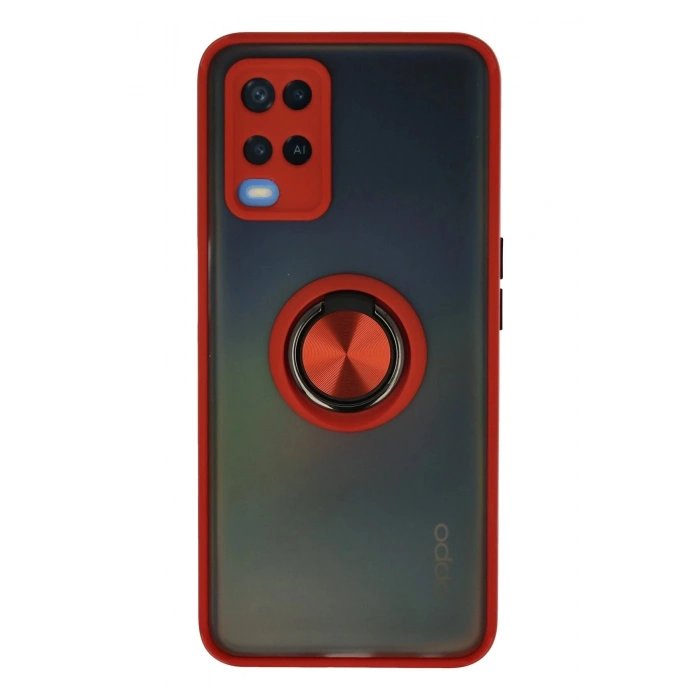 Newface Oppo A54 4G Kılıf Montreal Yüzüklü Silikon Kapak - Kırmızı