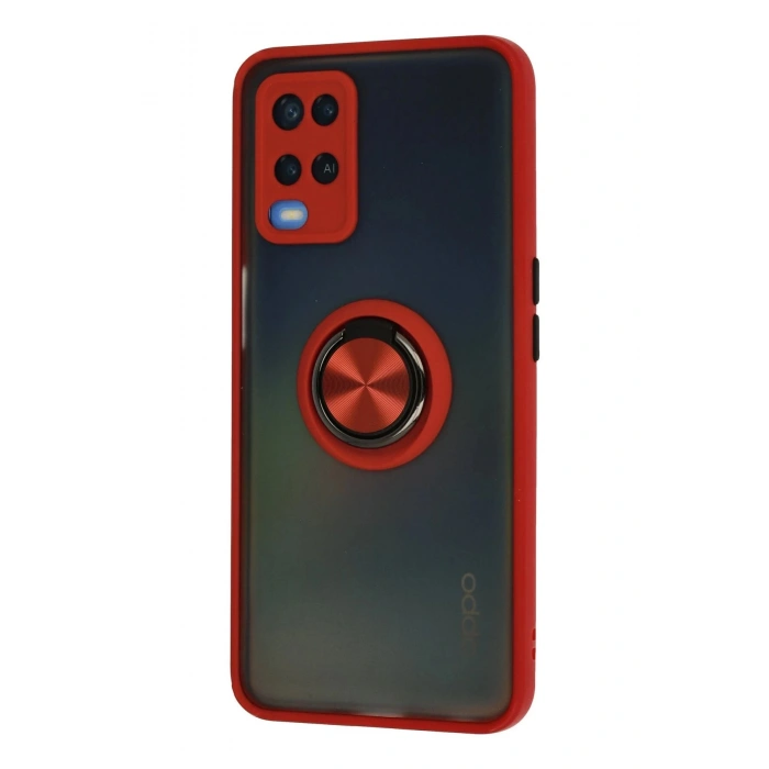 Newface Oppo A54 4G Kılıf Montreal Yüzüklü Silikon Kapak - Kırmızı