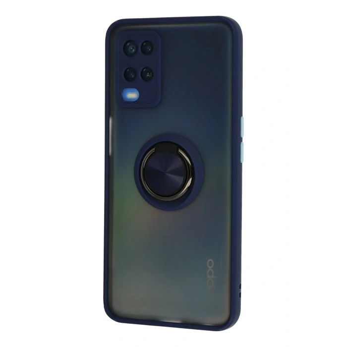 Newface Oppo A54 4G Kılıf Montreal Yüzüklü Silikon Kapak - Lacivert