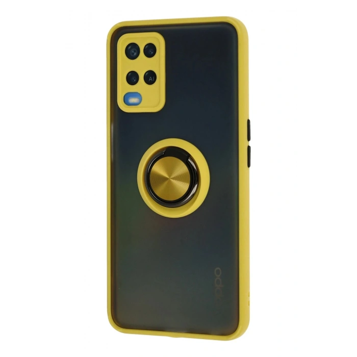 Newface Oppo A54 4G Kılıf Montreal Yüzüklü Silikon Kapak - Sarı