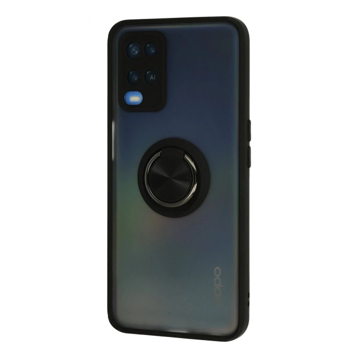 Newface Oppo A54 4G Kılıf Montreal Yüzüklü Silikon Kapak - Siyah