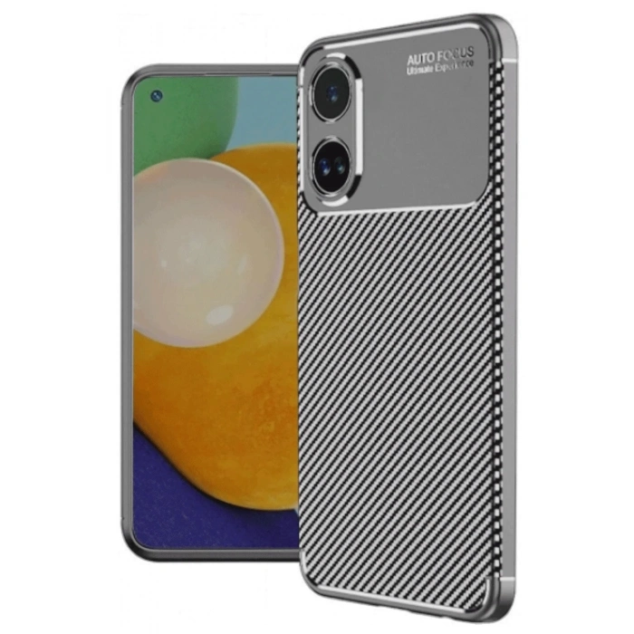 Newface Oppo A60 Kılıf Auto Focus Karbon Kapak - Gri