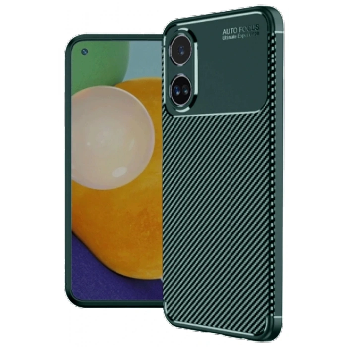 Newface Oppo A60 Kılıf Auto Focus Karbon Kapak - Koyu Yeşil