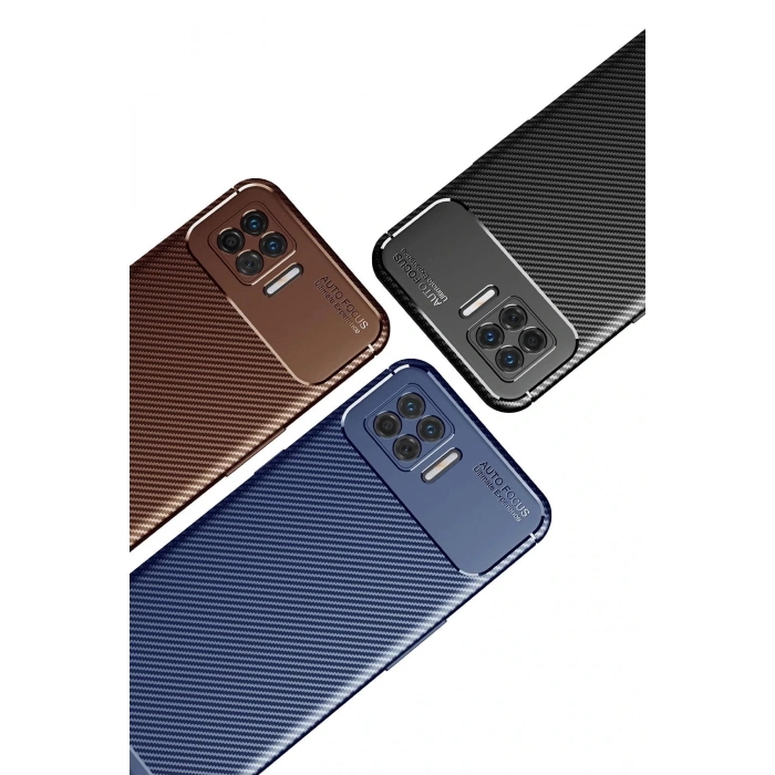 Newface Oppo A73 Kılıf Auto Focus Karbon Kapak - Lacivert