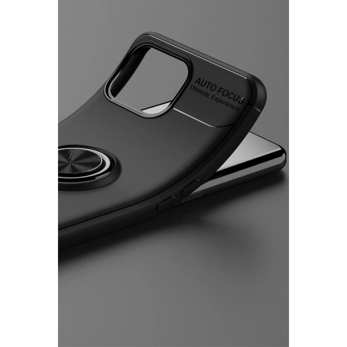 Newface Oppo A73 Kılıf Range Yüzüklü Silikon - Siyah-Kırmızı