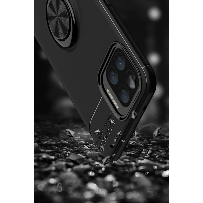 Newface Oppo A73 Kılıf Range Yüzüklü Silikon - Siyah-Kırmızı