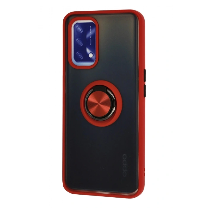 Newface Oppo A74 4G Kılıf Montreal Yüzüklü Silikon Kapak - Kırmızı