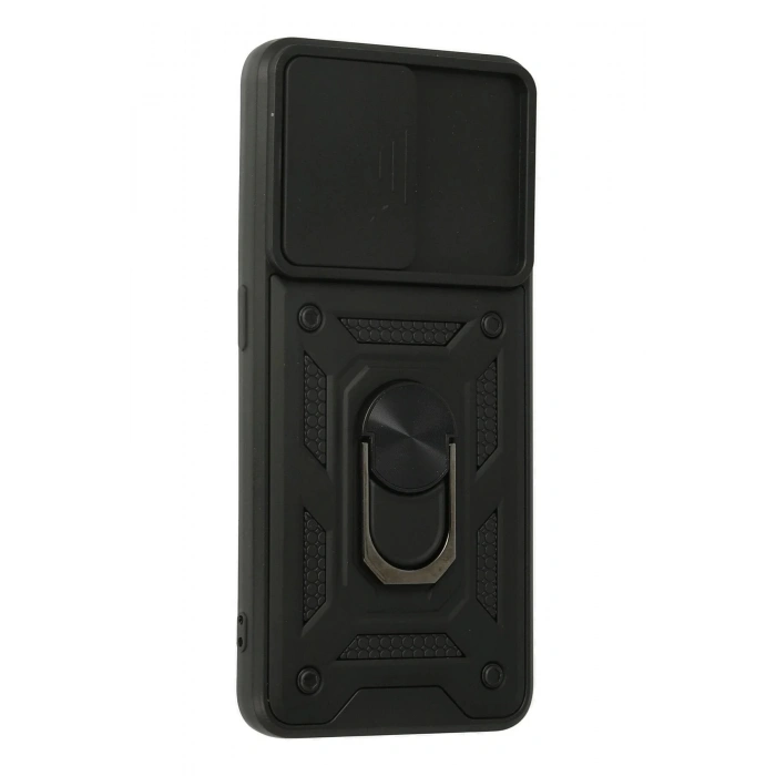 Newface Oppo A74 4G Kılıf Pars Lens Yüzüklü Silikon - Siyah