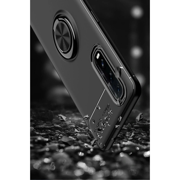 Newface Oppo Find X2 Kılıf Range Yüzüklü Silikon - Kırmızı