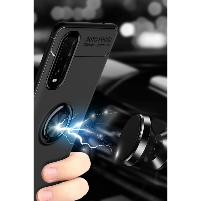 Newface Oppo Find X2 Kılıf Range Yüzüklü Silikon - Mavi