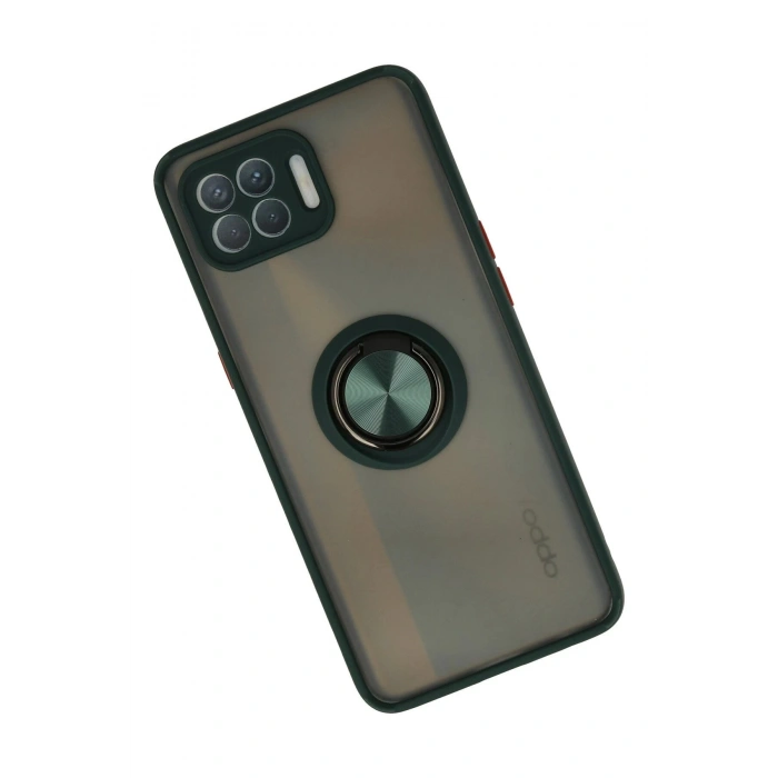 Newface Oppo Reno 4 Lite Kılıf Montreal Yüzüklü Silikon Kapak - Yeşil