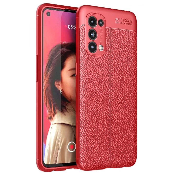 Newface Oppo Reno 5 Kılıf Auto Focus Kapak - Kırmızı